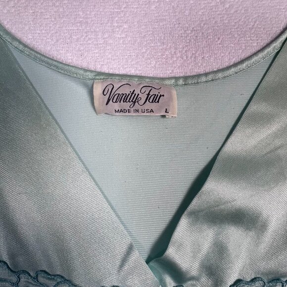 Vintage Vanity Fair Nightie Blue Sleeveless Nylon Nightgown LG USA - Picture 5 of 14